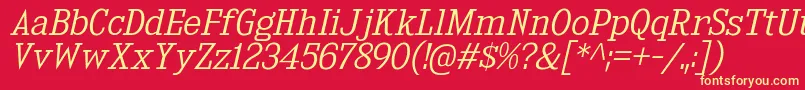 KingsbridgeLtIt Font – Yellow Fonts on Red Background