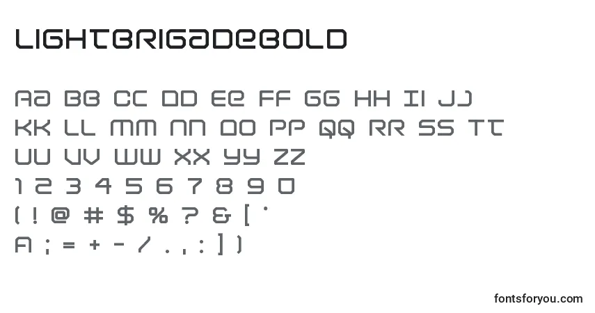 Шрифт Lightbrigadebold – алфавит, цифры, специальные символы
