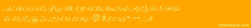 Saiba mais sobre a fonte BallantinesrandomLightRegular Fonte BallantinesrandomLightRegular – fontes amarelas em um fundo laranja