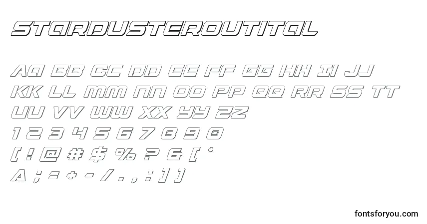 Шрифт Stardusteroutital – алфавит, цифры, специальные символы