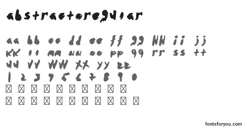 Czcionka AbstractoRegular – alfabet, cyfry, specjalne znaki