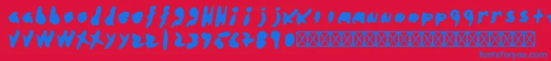 Czcionka AbstractoRegular – niebieskie czcionki na czerwonym tle