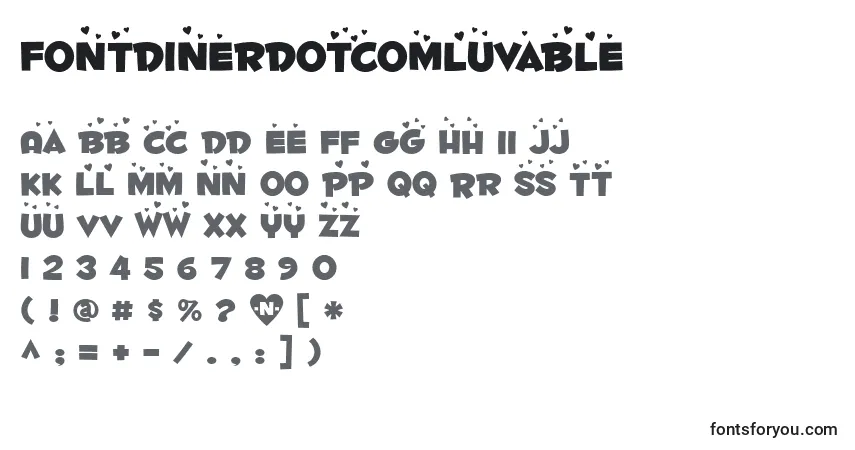 A fonte Fontdinerdotcomluvable – alfabeto, números, caracteres especiais