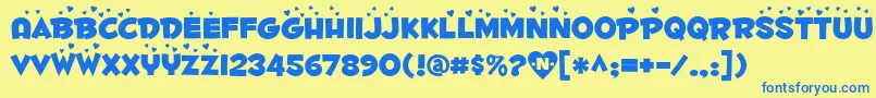 Fontdinerdotcomluvable Font – Blue Fonts on Yellow Background