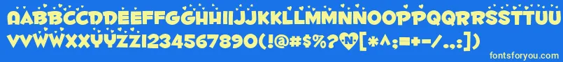 Fontdinerdotcomluvable Font – Yellow Fonts on Blue Background
