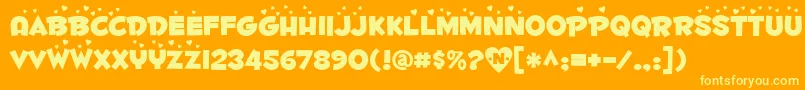 Fontdinerdotcomluvable Font – Yellow Fonts on Orange Background