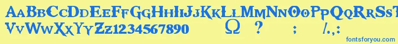 KratosTruetype Font – Blue Fonts on Yellow Background