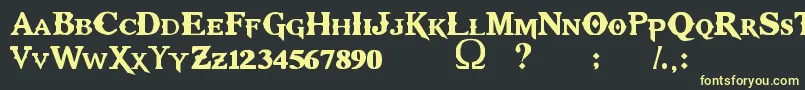 KratosTruetype Font – Yellow Fonts on Black Background