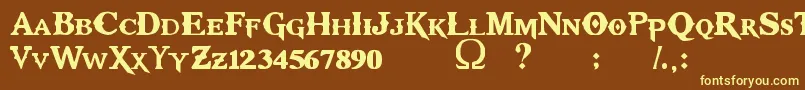 KratosTruetype Font – Yellow Fonts on Brown Background