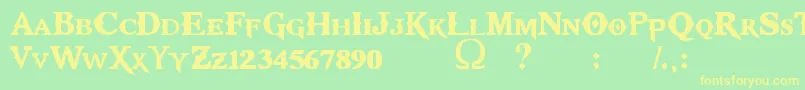 KratosTruetype Font – Yellow Fonts on Green Background