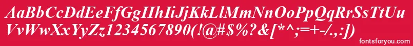 TimesNewRomanCeBoldItalic Font – White Fonts on Red Background
