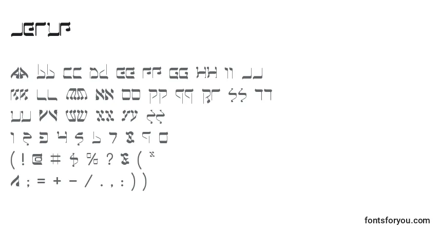 A fonte Jeruf – alfabeto, números, caracteres especiais