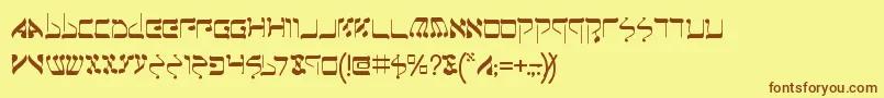 フォントJeruf – 茶色の文字が黄色の背景にあります。