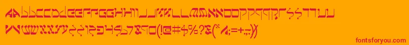 Jeruf-Schriftart – Rote Schriften auf orangefarbenem Hintergrund