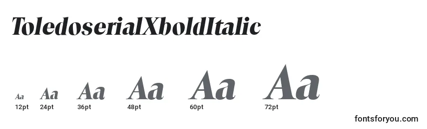Размеры шрифта ToledoserialXboldItalic