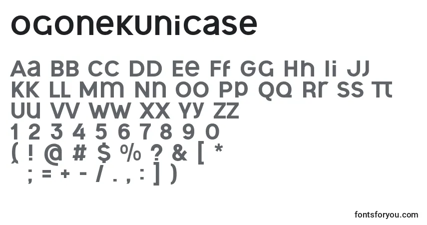 A fonte OgonekUnicase – alfabeto, números, caracteres especiais