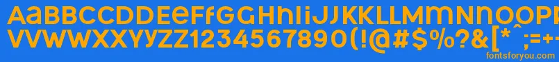 フォントOgonekUnicase – オレンジ色の文字が青い背景にあります。