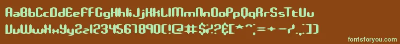フォントSlenderStubbyBrk – 緑色の文字が茶色の背景にあります。