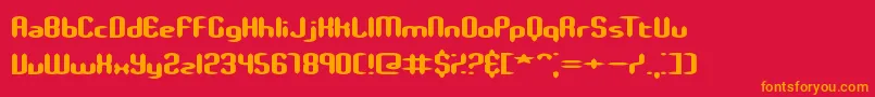 SlenderStubbyBrk-Schriftart – Orangefarbene Schriften auf rotem Hintergrund