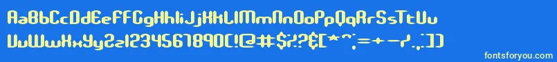 SlenderStubbyBrk-fontti – keltaiset fontit sinisellä taustalla
