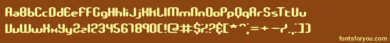 SlenderStubbyBrk-fontti – keltaiset fontit ruskealla taustalla