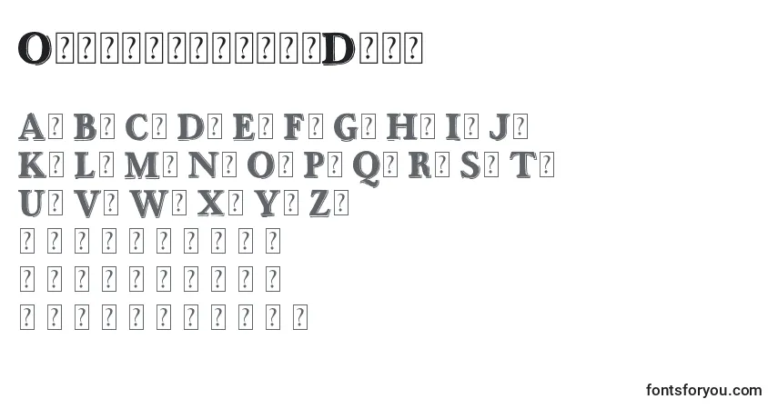 A fonte OttanioshadedDemo – alfabeto, números, caracteres especiais