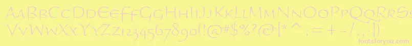 BraganzaltscitcTt-fontti – vaaleanpunaiset fontit keltaisella taustalla