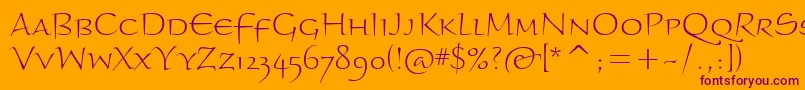 BraganzaltscitcTt-Schriftart – Violette Schriften auf orangefarbenem Hintergrund