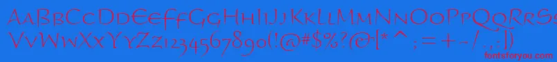 フォントBraganzaltscitcTt – 赤い文字の青い背景