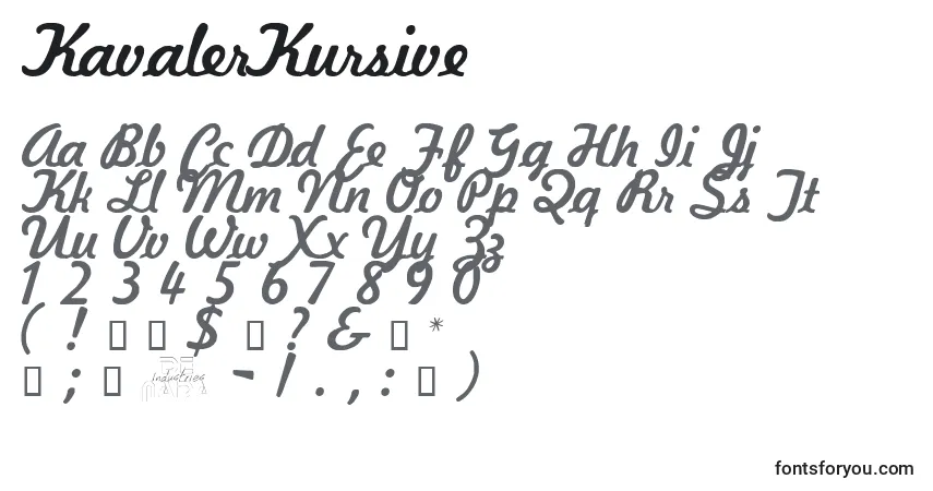 A fonte KavalerKursive – alfabeto, números, caracteres especiais