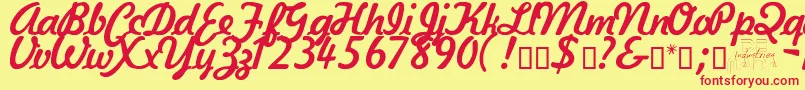 KavalerKursive Font – Red Fonts on Yellow Background