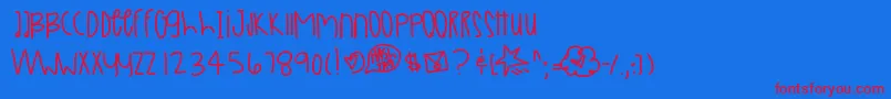 Veggiemars Font – Red Fonts on Blue Background