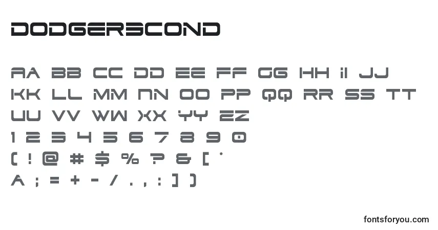 Czcionka Dodger3cond – alfabet, cyfry, specjalne znaki