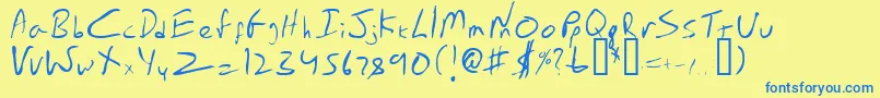 Fonte EmperorsScrawl – fontes azuis em um fundo amarelo
