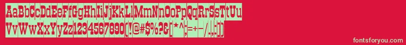 フォントTrktcm – 赤い背景に緑の文字