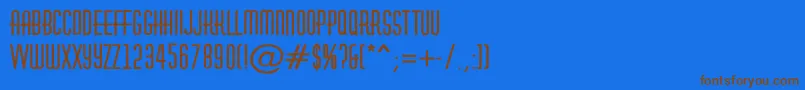 フォントAHuxleyroughBold – 茶色の文字が青い背景にあります。