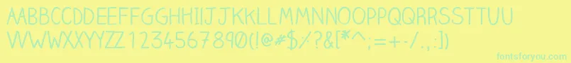 Police Clairehandregular – polices vertes sur fond jaune