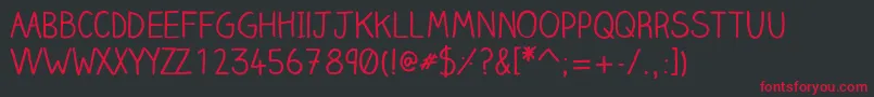 フォントClairehandregular – 黒い背景に赤い文字