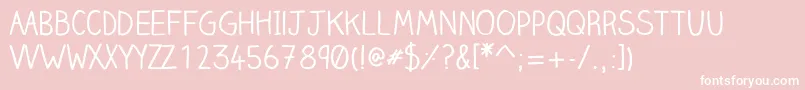 Fonte Clairehandregular – fontes brancas em um fundo rosa