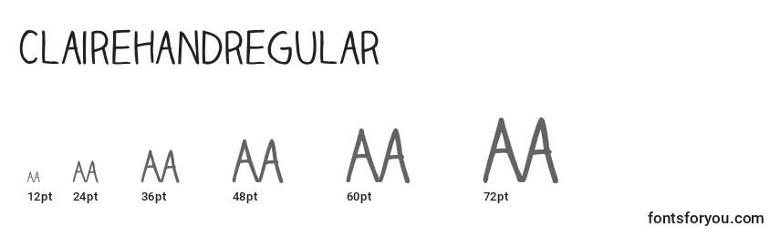 Размеры шрифта Clairehandregular