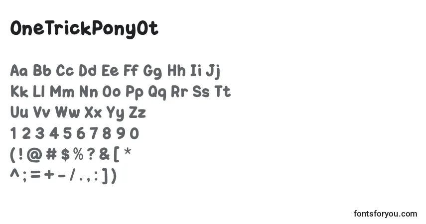 Шрифт OneTrickPonyOt – алфавит, цифры, специальные символы