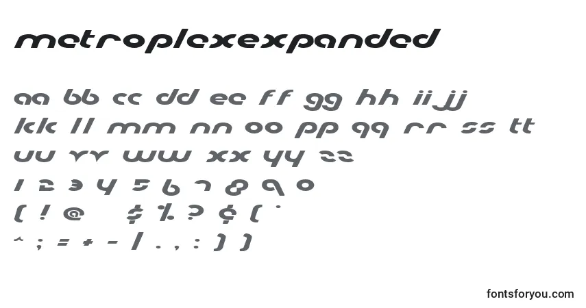 Czcionka MetroplexExpanded – alfabet, cyfry, specjalne znaki