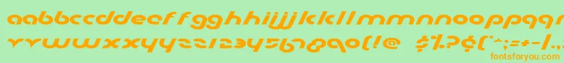 フォントMetroplexExpanded – オレンジの文字が緑の背景にあります。