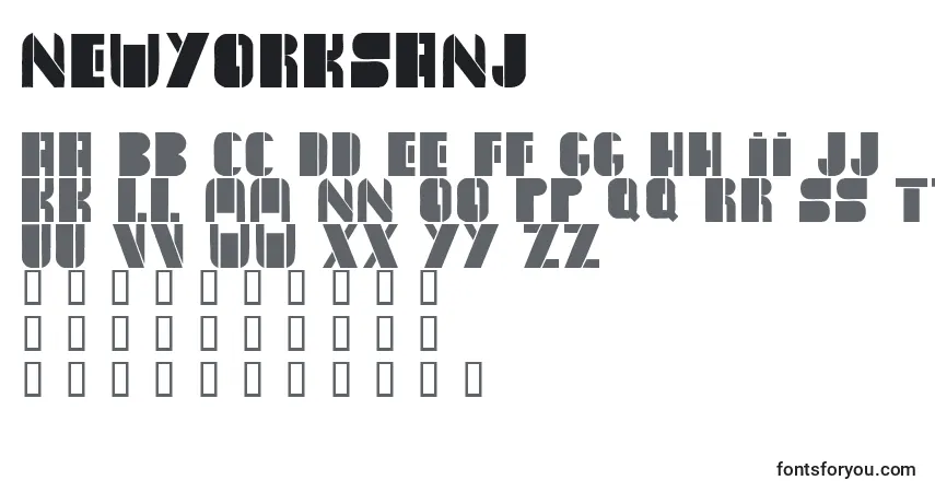 NewYorkSanj-fontti – aakkoset, numerot, erikoismerkit