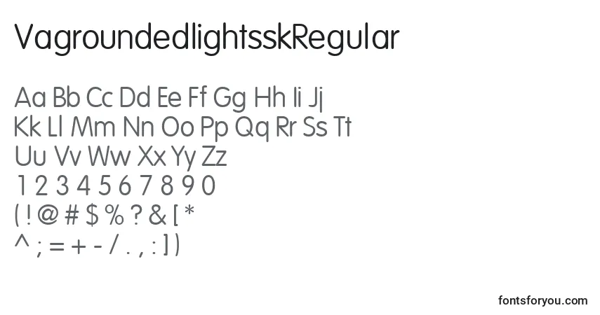 Czcionka VagroundedlightsskRegular – alfabet, cyfry, specjalne znaki