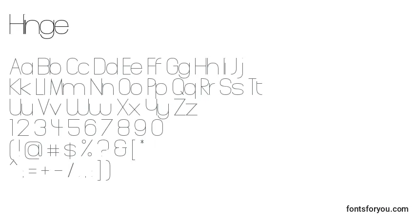 Czcionka Hinge – alfabet, cyfry, specjalne znaki