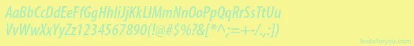 フォントMyriadproSemiboldcondit – 黄色い背景に緑の文字