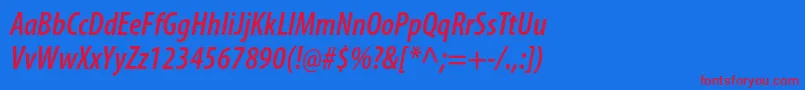 MyriadproSemiboldcondit Font – Red Fonts on Blue Background