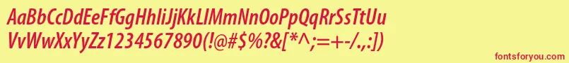 MyriadproSemiboldcondit Font – Red Fonts on Yellow Background