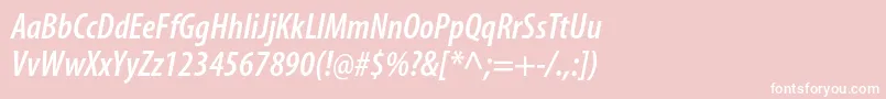 MyriadproSemiboldcondit-Schriftart – Weiße Schriften auf rosa Hintergrund